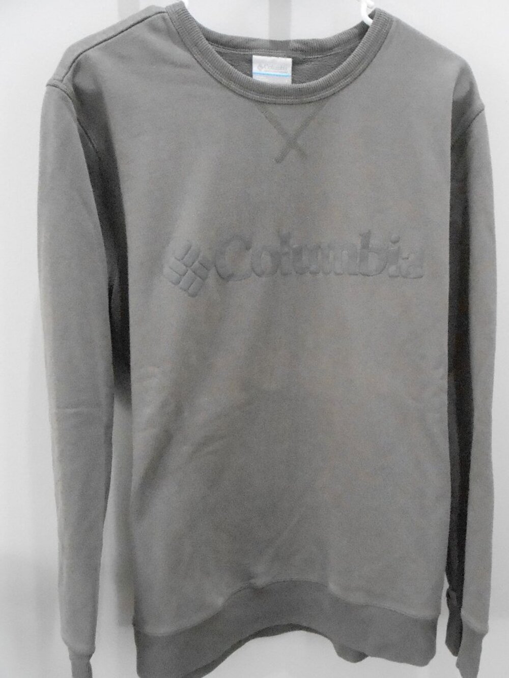 Columbia Logo Men's Dark Gray Crew Neck Long Sleeve Pullover Sweatshirt Size-Lg